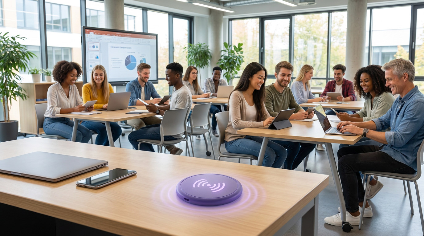 Students in classroom with HeyKudu Smart NFC Tag